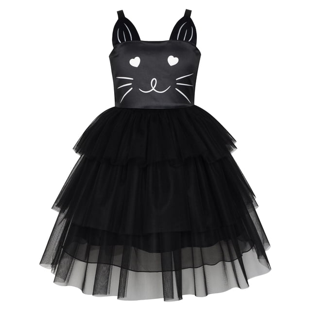 Vestido de Niña Cara de Gato Torre Negra con Volantes Fiesta de Baile 4