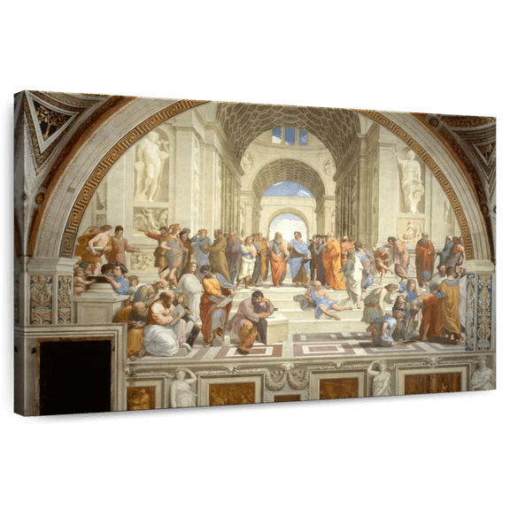 Elephant Stock The School Of Athens Wall Art - Horizontal Canvas Wall Art - Living Room Wall Decor - Architecture Canvas - Beige And Brown Decor By Raphael - 12" x 8"