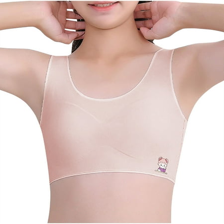 Padded Bras for Girls Comfy Seamless Bra U Back Thin Printed Cute Girls Underwear Bralette  Pink  XL