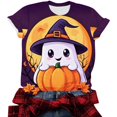 thumbnail image 3 of Women's Cute Ghost Pumpkin Graphic Tees Funny Halloween Shirts Crewneck Short Sleeve T-Shirts Casual Fall Holiday Festive Tops for Women, 3 of 6