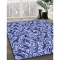 thumbnail image 3 of Ahgly Company Tapis Rond Lavable en Machine Intérieur Jeans Transitionnels Bleu, 4 Pieds Rond, 3 of 7