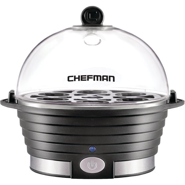 Chefman Rapid Egg Cooker, 6 Egg Capacity w/ Removable Poaching/Omelette Tray - Black, New