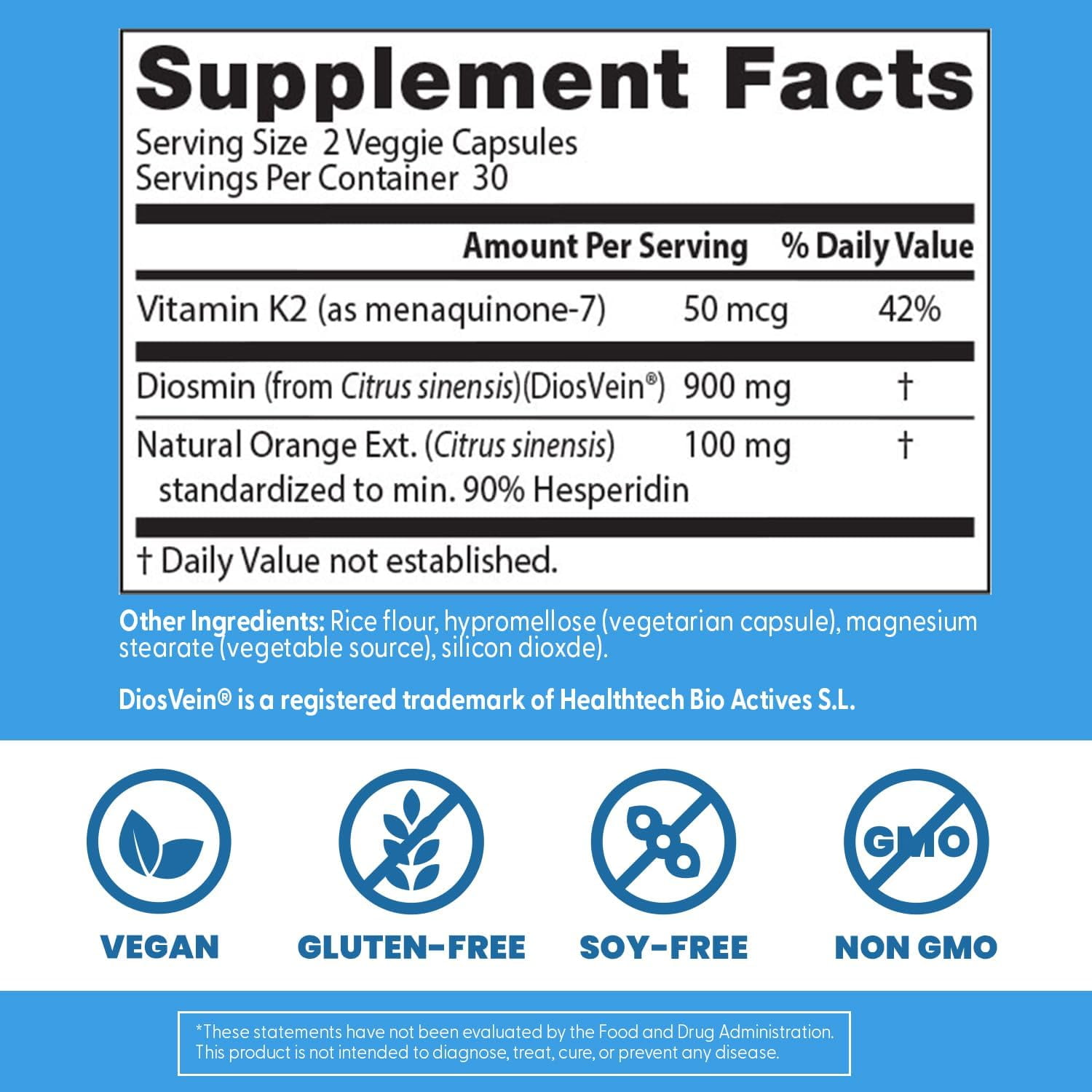 Doctors Best Vein Support, Supports Circulation & Arterial Health, Non-GMO, Gluten Free, Soy Free, Vegan 60 Veggie Caps