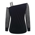 thumbnail image 5 of USSUMA Long Sleeve Fall Blouse For Women Trendy - Women's 2022 Fall Casual Cold Shoulder Tops Long Sleeve Shirts Sheer Mesh Patchwork Blouses and Tops Female Autumn, 5 of 5