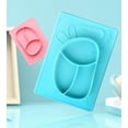 thumbnail image 3 of Tonwhar Rabbit - Plato de silicona con mantel individual integrado para niños pequeños - Alfombrilla de alimentación dividida de 3 rejillas sin BPA para niños pequeños, niños, bebés y bebés (azul púrpura), 3 of 8