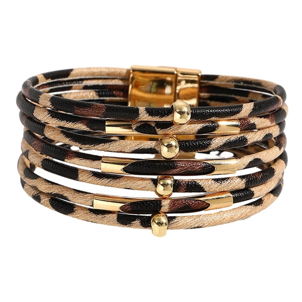 Pulsera de para mujer, accesorios para conjuntos, fácil de usar, duradera, tipo brazalete. Amarillo leopardo