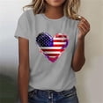 thumbnail image 4 of Sexlip Womens Swimsuit Set Gradient Heart Flag Print Cover Up Design Crew Neck Short Sleeve Casual Silhouette Lightweight Fabric for Beach Vacations Gray XL, 4 of 6