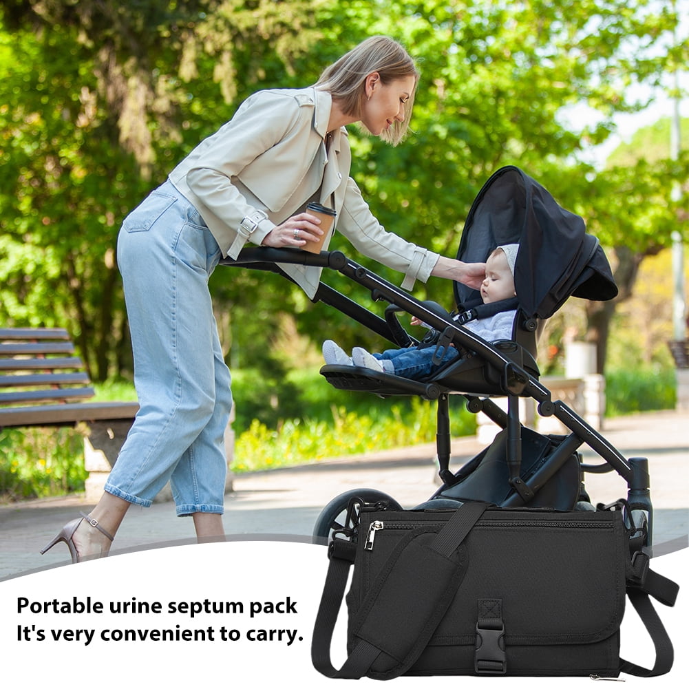 HBASD Portable Diaper Changing Pad for Baby - Smart Design Portable Changing Mat, Baby Diaper Changer Travel Bag with Wipes Pocket, Infant Travel Station Kit, Gift for Newborn (Black)
