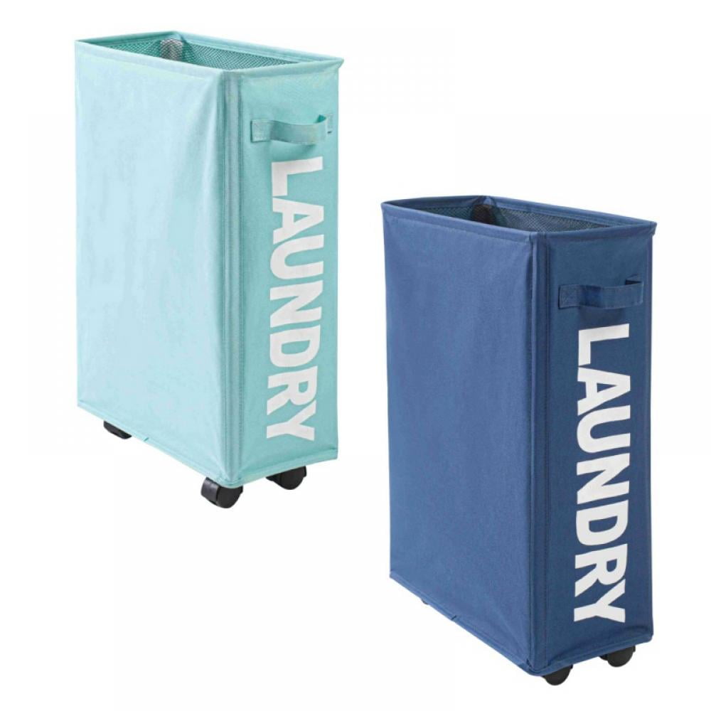 Patgoal Slim Canvas Rolling Laundry Hamper, Dark Blue