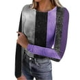 thumbnail image 2 of Uoodti Long Sleeve Shirts for Women Slim Fitted Stretchy Crewneck Knit Sweaters Women's Heart Print Ribbed Tops Fall Gift Casual, 2 of 7