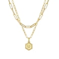 thumbnail image 2 of Xihbxyly Collar Chapado En Oro, Elegante Colgante con Inicial En Capas, Cadena con Diseño Hexagonal, Longitudes Ajustables para Un Estilo Versátil, Un Regalo Especial para Mujer, Perfecto para Ocasio, 2 of 2