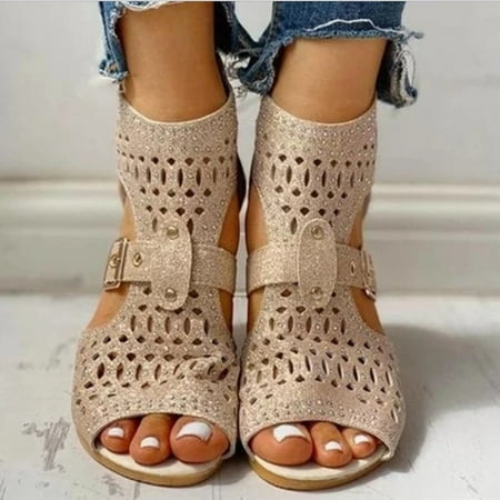 

Women s Ankle Strap Low Wedge Sandal A161