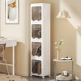 thumbnail image 4 of 4-Tier Stackable Storage Cabinet Set with Clear Doors and Wheels, 65.3 in. Foldable Bathroom Organizer Tower, White, 4 of 5