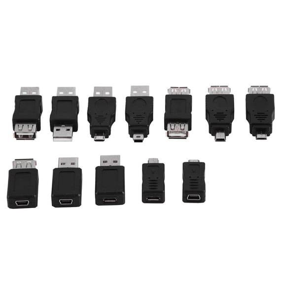 USB Adapter Kit,USB Connectors,Pack of 12 Pcs Multiple USB2.0 Adapters Micro Mini Male Female Converters Connectors