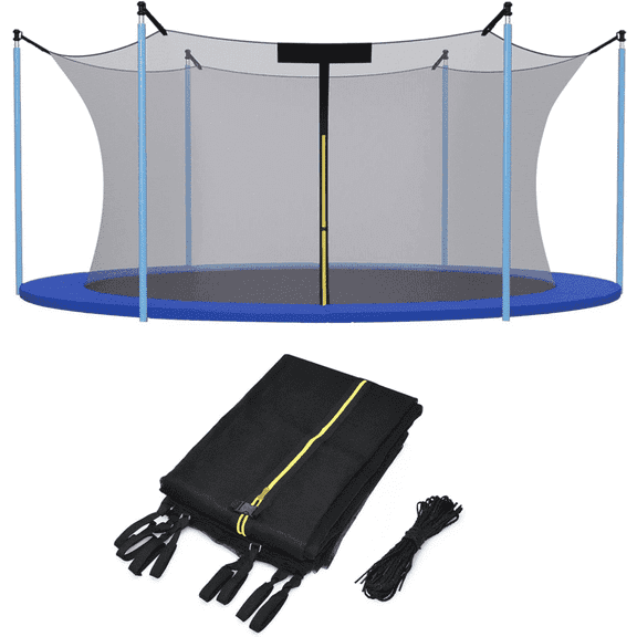 Trampoline Net, 12FT Round Trampoline Safety Net for 6 Sraight Poles, Trampoline Replacement Enclosure Net for 12FT, Weather Resistant, Tear-Proof, NET ONLY