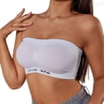 thumbnail image 2 of Lixiuxyad Strapless Bras Sporty Letter Strappy Bandeau Bra Seamless Comfort Light Support Casual Wear,White, 2 of 6