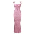 thumbnail image 5 of Robes d'Été pour Femmes 2025 Tendance Boho Imprimé Floral Col Rond Sans Manches Mode Décontractée Robe d'Été Rose S, 5 of 5
