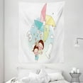 thumbnail image 1 of Pinwheel Tapestry, Happy Kids Holding Giant Pinwheel Playing with Kitty Digital Summer Fun Toys Games, Wall Hanging for Bedroom Living Room Dorm Decor, 60W X 80L Inches, Multicolor, by Ambesonne, 1 of 2