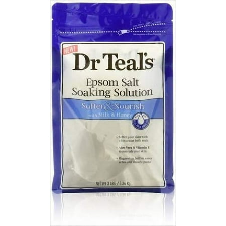 Epsom Salt Soaking Solution, Soften & Nourish with Milk & Honey 48 oz (Pack of 4)