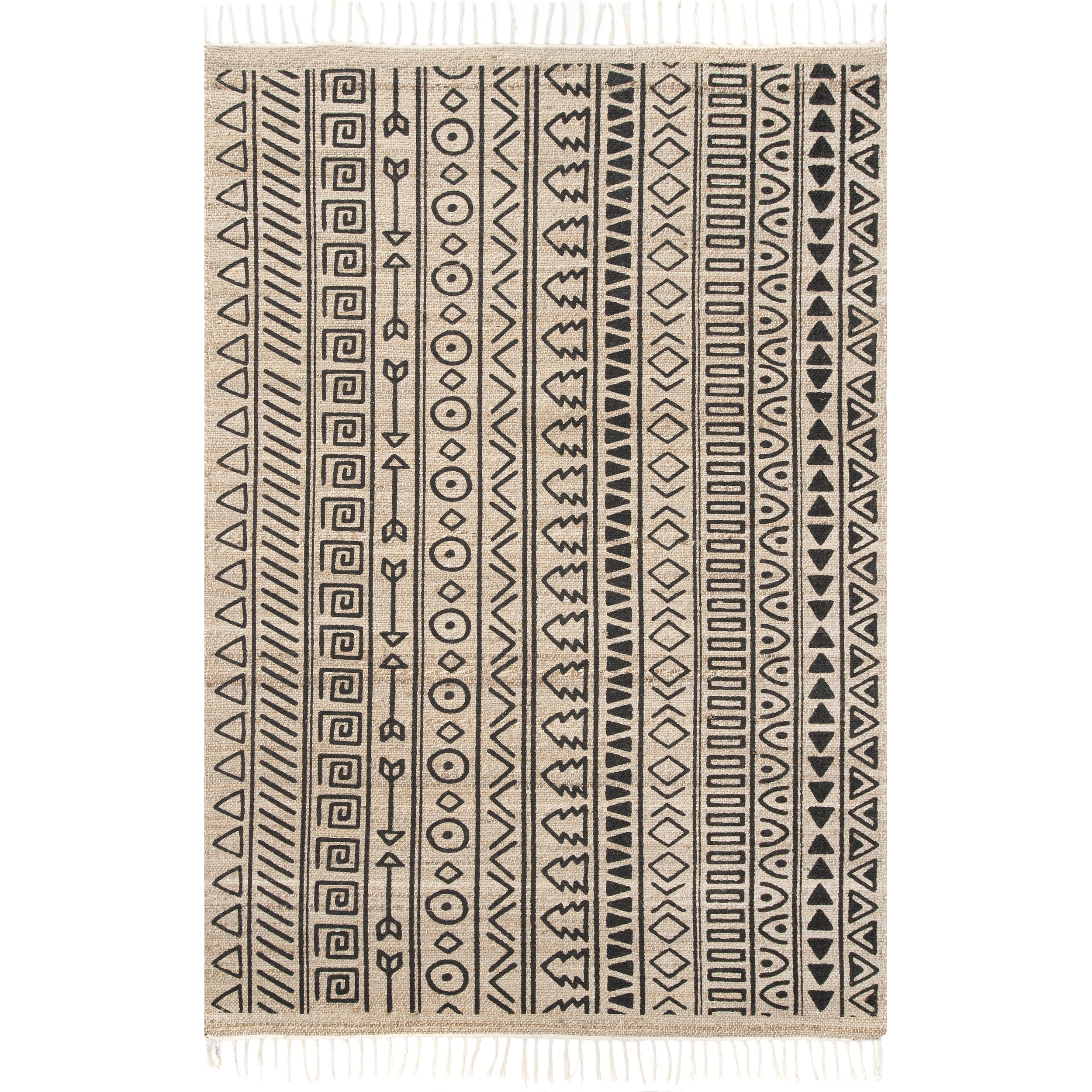 Handmade Rectangular Natural Cotton Stripe Area Rug 5x8 ft