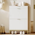 thumbnail image 3 of M optimized Fluted Shoe Cabinet, Narrow Shoe Organizer with 2 Flip Drawers, Storage Drawer, Modern Shoe Cabinet for Entryway, Freestanding Hidden Shoe Rack for Small Spaces, Apartment, 3 of 9
