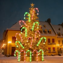 10 Pack 21in Solar Candy Cane Lights, Red & Green Outdoor Christmas Pathway Decor with Remote, Waterproof LED Walkway Driveway Decorations for Yard & Garden