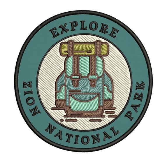Explore! Zion National Park 3.5 Inch Iron Or Sew On Embroidered Fabric Badge Patch Seek Adventure, National Park Iconic Series