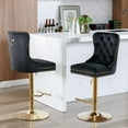 thumbnail image 6 of JESTOP Swivel Bar Stools Set of 2, Velvet Counter Height Bar Stools for Kitchen Island, Adjustable Bar Chairs Barstools, Tufted Back, Metal Base, 6 of 8