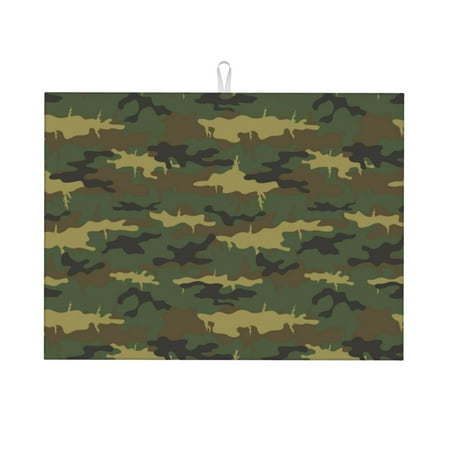 

Large Dish Drying Mats for Kitchen Counter - Dinosaur camouflage 18x24In Anti-Slip Absorbent Microfiber Drying Mat for Kitchen Counter Mat Dish Rack Mat with Hanging Loop