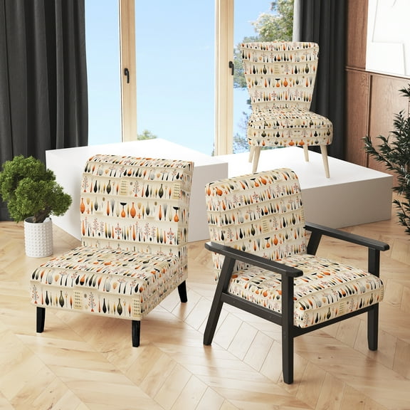 Designart "Sophistication In Danish Modern Style II" Orange Midcentury Upholstered Accent Chair - Mid-Century Modern Arm Chair For Bedroom
