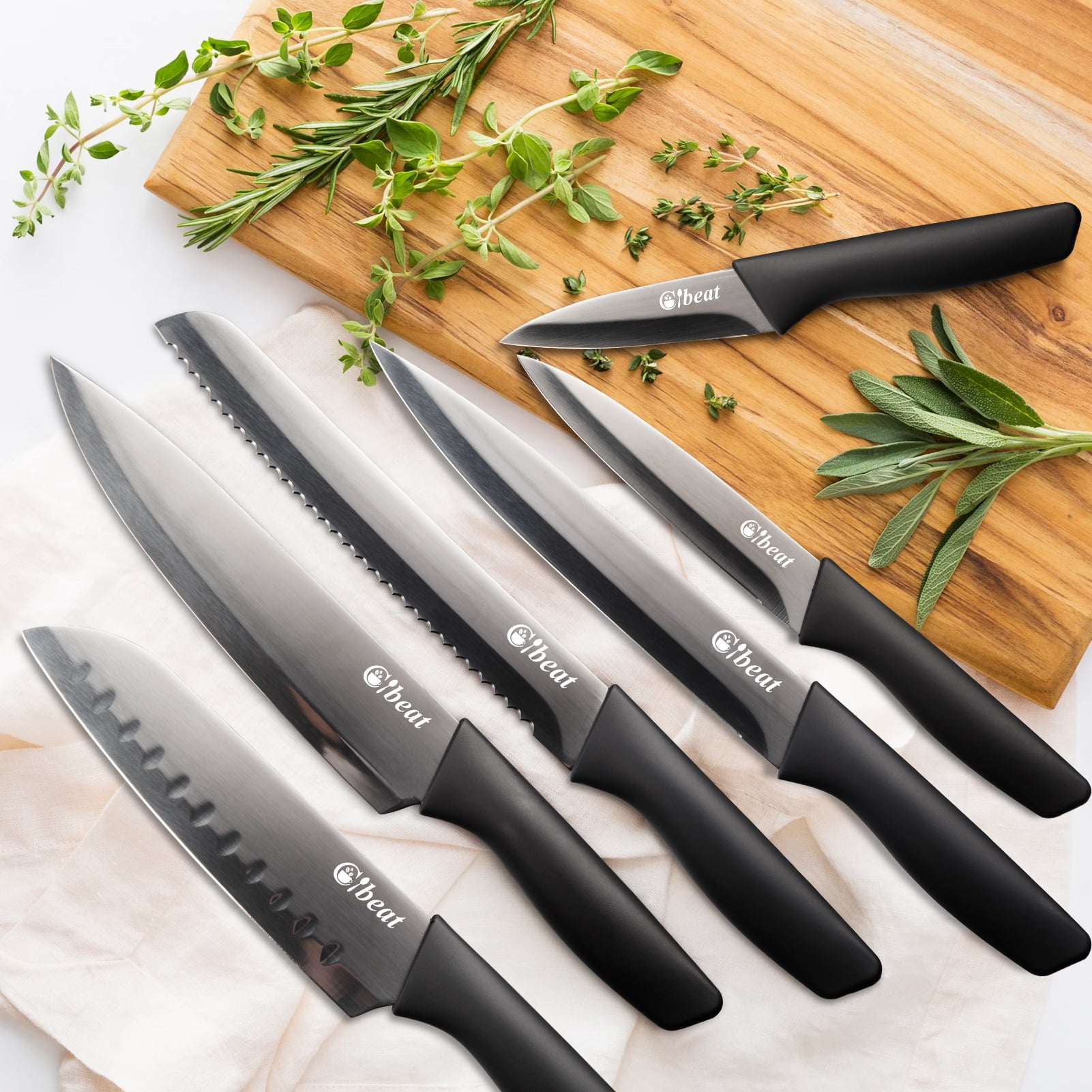  FOURDOTKNIFE Purple knife set 6pcs Kitchen Knives Chef Set,  Sharp Kitchen Knives Set Stainless Steel, Kitchen Knife Set Dishwasher Safe  with Sheathes: Home & Kitchen