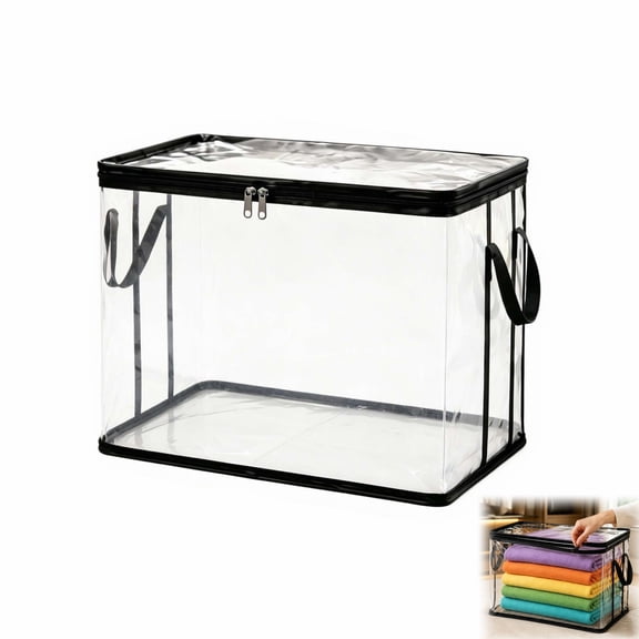 Leutsin Large Heavy-Duty Thick Plastic Clear Storage Bag for Clothes, Moving & Storage, Reinforced Handles & Zippers Moving Boxes Storage Totes, Foldable Waterproof Storage Bin for Blankets Toys