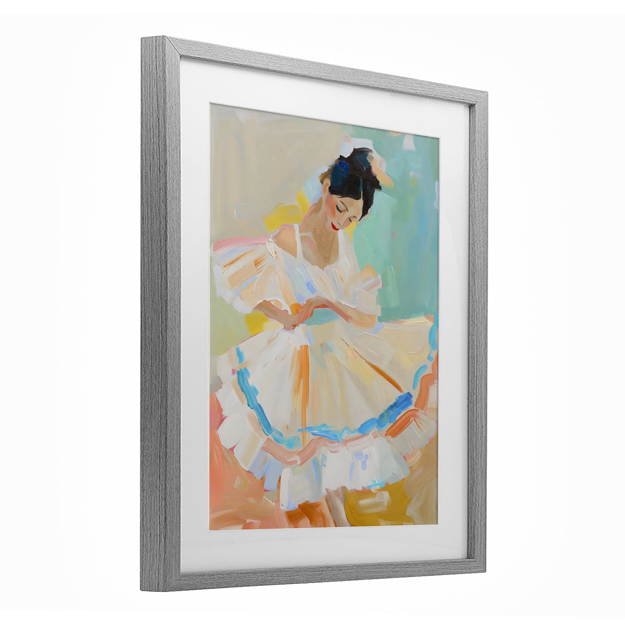 Stupell Industries Dancer with Flowing Dress Gray Framed Print Under Glass, design by The Prints Vibe