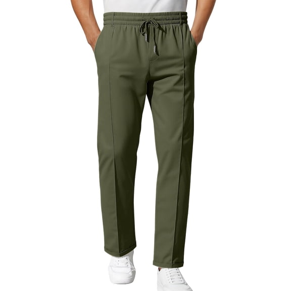 kosheko Pants, Pull on Ice Silk Comfort Everyday Pants Lightweight Breathable Loose Sweatpants with Zipper Pockets Green XL