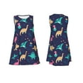 thumbnail image 6 of Defioc Cartoon Dinosaur Pattern Women's Summer Dresses 2025 Beach Casual Sleeveless Tank Loose Sundress Beach Vacation Clothes with Pocket -Medium, 6 of 7