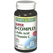 Super B-Complex Vitamin Supplement With Folic Acid And Vitamin C By Natures Bounty - 100 Ea, 6 Pack