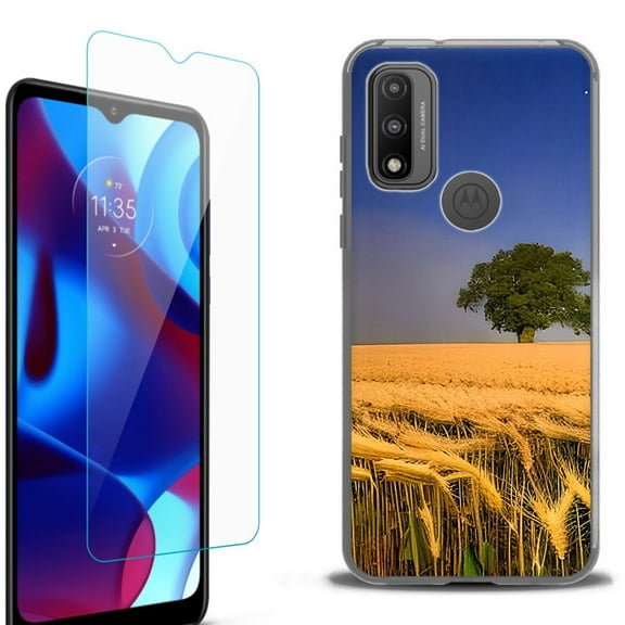Slim-Fit Fashion Phone Case for Motorola Moto G Pure, with Tempered Glass Screen Protector, by OneToughShield ® - Wheatfield