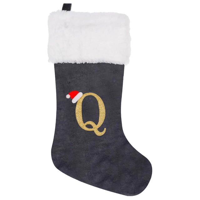 adviicd Christmas Large Flannelette Embroidered English Letter Decorated Stocking Christmas Stocking Gift Bag