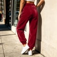 thumbnail image 5 of BRELIL Women's High Waisted Sweatpants with Pockets Casual Loose Jogger Pants Solid Fall Winter Lounge Wear Baggy Athletic Trousers Workout, Wine L, 5 of 7