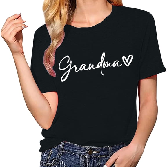 Womens Tops Short Sleeve Summer Tops For Women Casual Grandma Heart Printed Tee Womens T Shirts