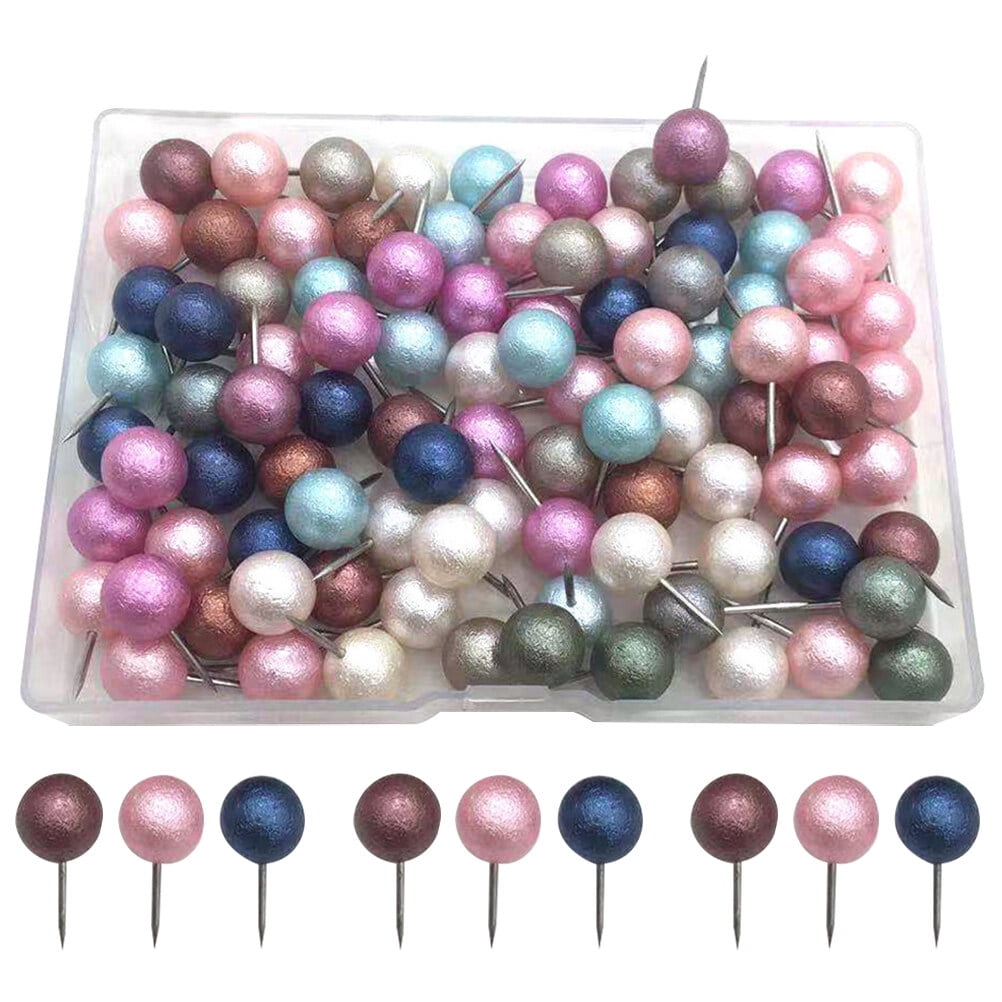 100pcs Ball Shaped Head Thumb Tacks Portable Map Pushpins Map