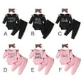 thumbnail image 5 of Gyratedream Newborn Baby Girl Jumpsuit Outfits Toddler Girls Letter Printed Leopard Romper Solid Color Pant Leopard Bowknot Headband 3 Piece Set, 5 of 5
