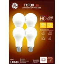 GE Relax HD LED Light Bulbs, 100 Watt, Soft White, A21 Bulbs, Medium Base, Frosted Finish, 4pk