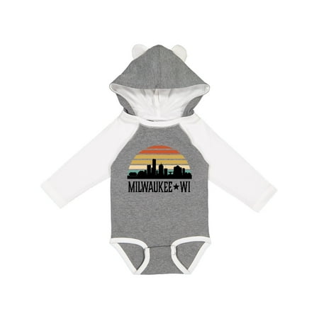 

Inktastic Milwaukee Wisconsin Skyline Retro Sunset Gift Baby Boy or Baby Girl Long Sleeve Bodysuit