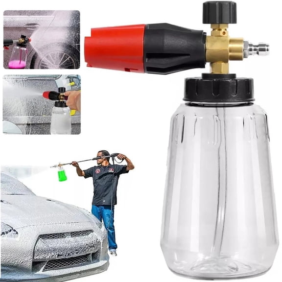 Snow Foam Cannon Pressure Washer Lance 1L Bottle Soap Sprayer Adjustable Foam Gun 1/4 Quick Connect Car Wash Jet Nozzle High Pressure Cleaning Tool with Spray Tips