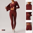 thumbnail image 4 of PISONIC Womens Workout Set Two Piece Racerback Color Block Tank Tops Matching High Waist Leggings Gym Work Out Outfits, 4 of 9
