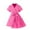 Hot Pink, variant on yillto Kids Girls Cotton Dress Formal Short Sleeve V Neck Pleated School Uniform Dresses with Belt