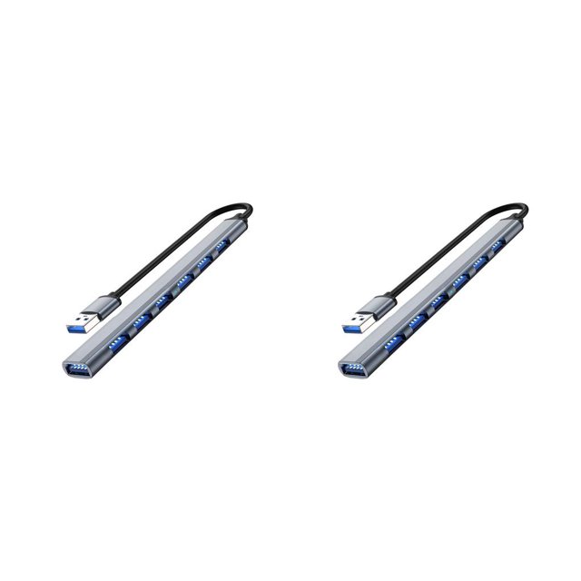 Tholdsy Divisor USB Lector de tarjetas Expansor de puerto Transmisión estable Múltiples concentradores Adaptador de interfaz de tamaño compacto Usb 7 Usb 7 Puertos Gris 2piezas