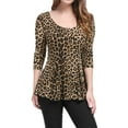 thumbnail image 2 of INSPIRE CHIC Hauts pour Femmes Imprimés Col Rond Manches Longues Blouse Péplum TP Brun-Léopard, 2 of 7