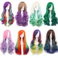 thumbnail image 4 of KAWELL Long Multi-colored Cosplay Wig, Mermaid Fashion Curly Wig, Anime Heat Resistant Spiral Costume Natural Wigs 80cm Hair (Multi Color, 32"), 4 of 4